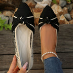 Women's Autumn Fashion Fly-Knit Slip-On Casual Shoes with Bow Detail