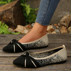Women's Autumn Fashion Fly-Knit Slip-On Casual Shoes with Bow Detail