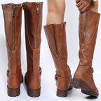 2026 Autumn/Winter Women's Zippered Low-Heel Tall Boots
