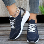 New Women's Lace-up Casual Sneakers with Laser-cut Detail, Platform Sole, and Plus-Size Options
