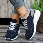 New Women's Lace-up Casual Sneakers with Laser-cut Detail, Platform Sole, and Plus-Size Options
