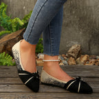 Women's Autumn Fashion Fly-Knit Slip-On Casual Shoes with Bow Detail