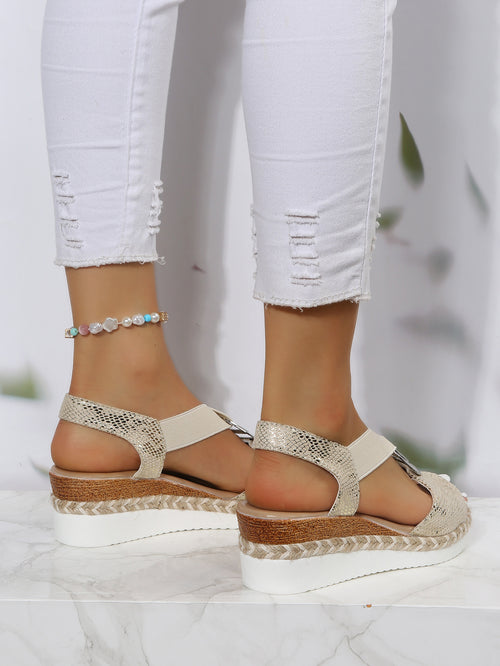 2026 Summer Women's Sandals: Metal Buckle, Jute-Wrapped Wedge